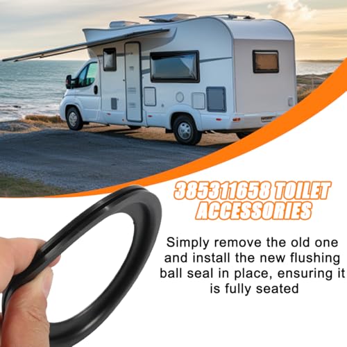 Image of zipelo 3PCS RV Toilet Seal, OEM# 385311658 Vehicle Flush Ball Seal Replacement Kits, Camper Toilet Seal Parts Accessories Solve The Leakage Problem for RV 300 310 320 Pedal Flush Toilets