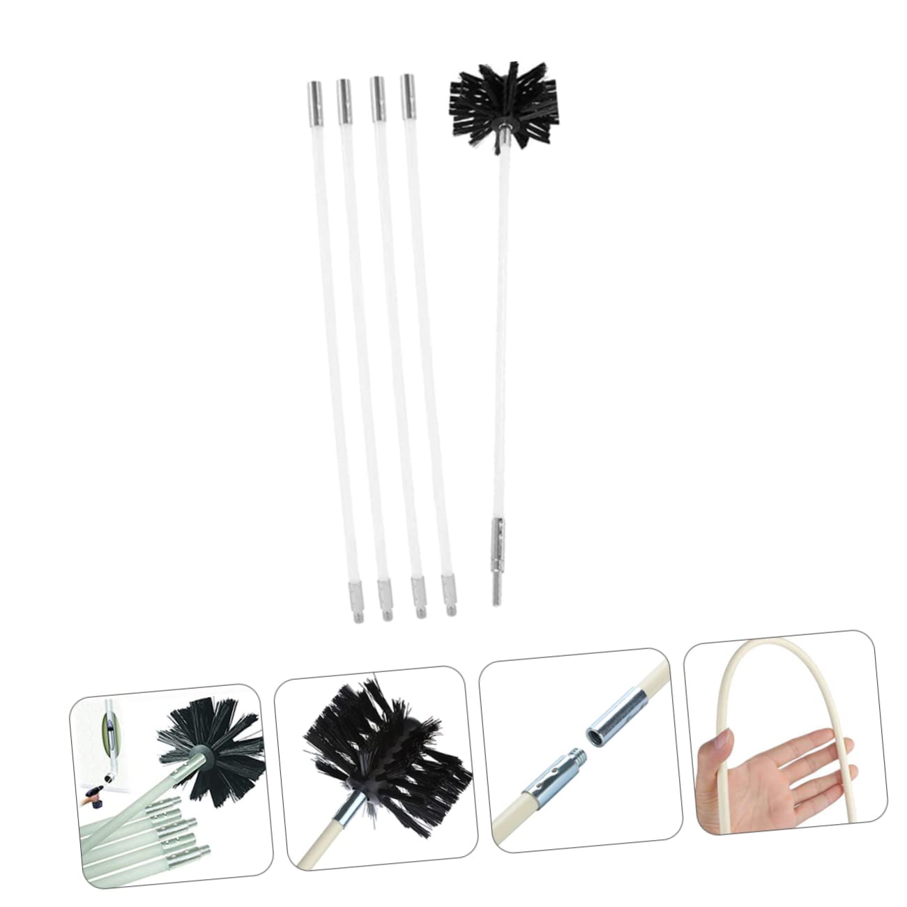 TOPBATHY 1set Spazzole Per Pulizia Flessibile Di Camini e Kit Completo Per Rimozione Lint Da Asciugatrici Con Aste e Testa Di Pulizia