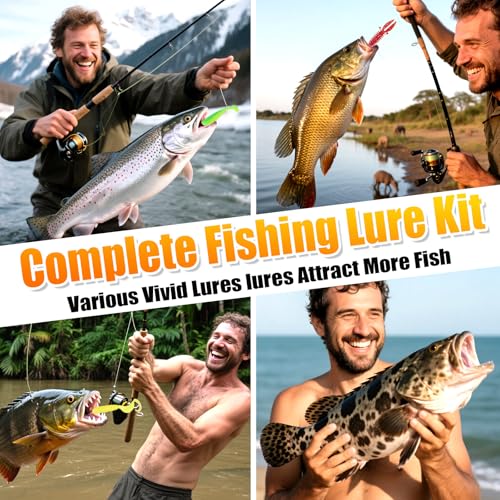 Kit de Señuelos de Pesca, Caja de Equipamiento con 91 Piezas incluyendo Cola Swimbaits, Gusanos Suaves, Cabezas Jig para Pesca, Líderes y Anzuelos miniatura 7