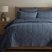Levtex Home Cloud Waffle King/Cal King Quilt Set (106x92in) and 2 Pillow Shams (36x20in) - Box Quilted Waffle Cotton Texture - Navy - Cotton King Size Quilt Bedding Set - Lightweight Soft Pre-Washed