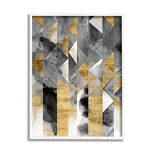Image of 'Modern Triangular Stripes Sharp Geometric'| Framed Giclee Art | Stupell Industries | White, 16 x 20 Inches, Easy to Hang and Sturdy, Made in USA, by Chariklia Zarris