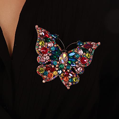 Image of Huge Crystal Beads Winged Butterfly Brooch for Women Men Unisex Brooch Pin for Special Occasion Wedding Suit Dress