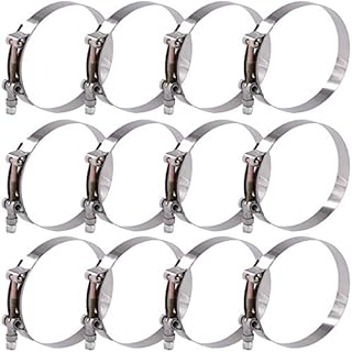 Glarks 12Pcs 6 Sizes 32-116mm Stainless Steel T-Bolt Hose Clamps Turbo Intake Soft Hose Intercooler Clamps Assortment Set