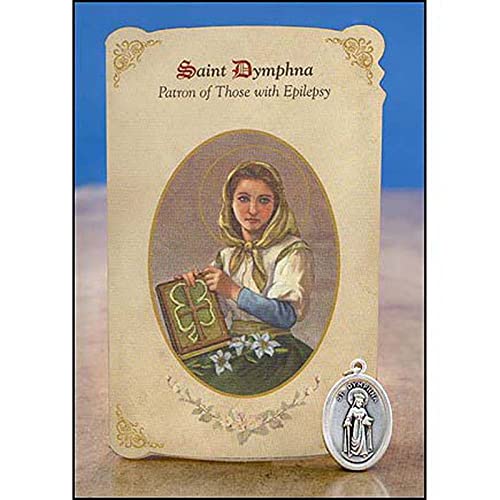 Médaille Saint Dymphne et carte sainte Ambrosiana lot de 6 protection