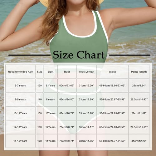 Girls Swimsuit Wide Strap High Waisted Bikini Sets Colorblock Sporty 2 Piece Bathing Suit for 6-16 Years3