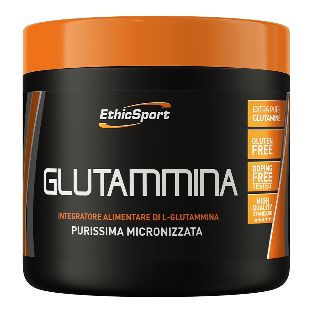 Glutammina EthicSport – 100% L-Glutammina pura micronizzata - Polvere solubile per post allenamento e sport ad alto impegno muscolare – 300g – 5g per dose – Gluten free, vegan, doping free tested*