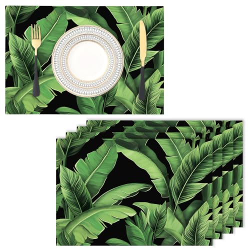 Set de table en tissu lin de coton vert lavable pour la maison