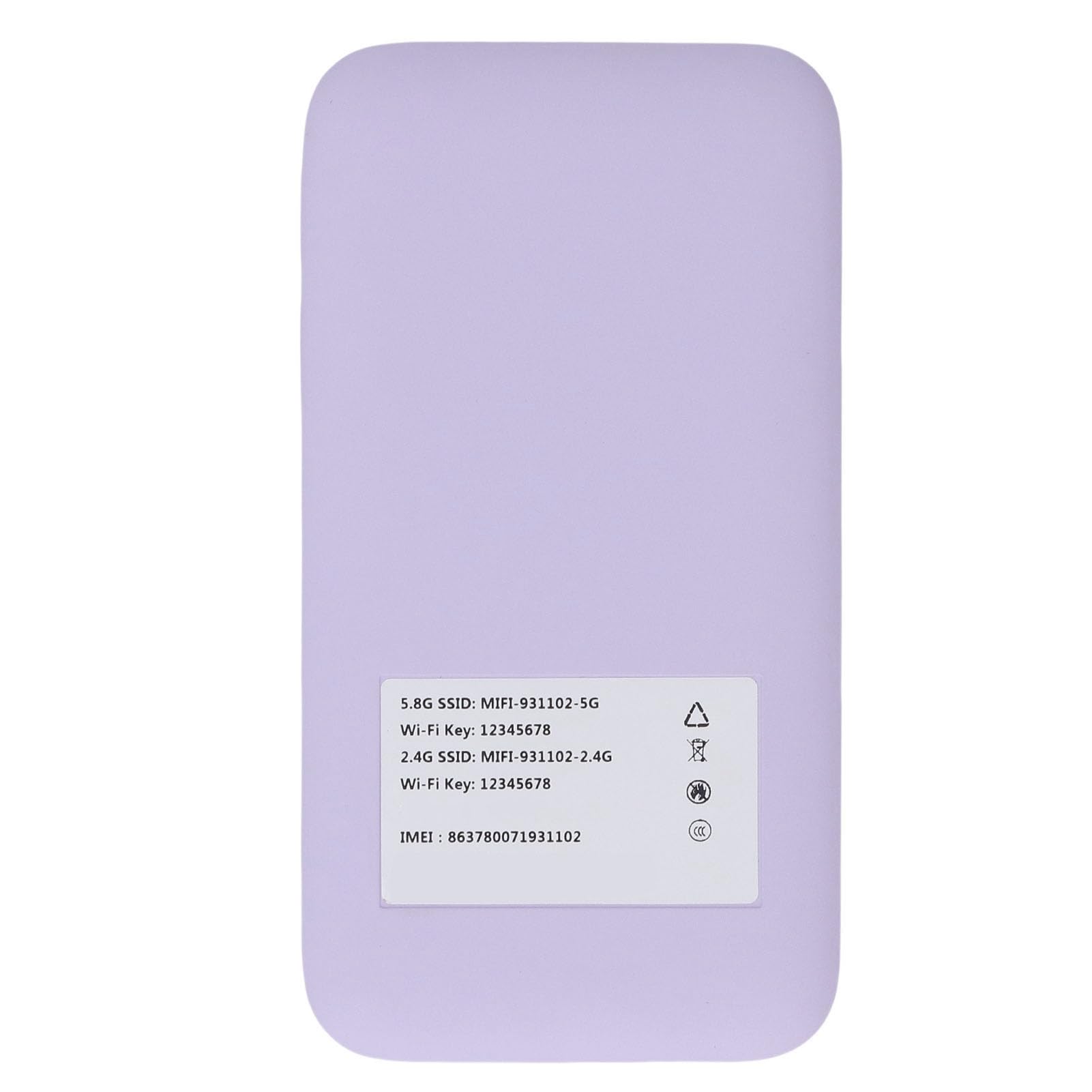 Alomejor Tragbarer 5G-WLAN-Hotspot-Router mit Nano-SIM-Kartensteckplatz, 6100-mAh-, Lila, für Reisende und Geschäftsleute