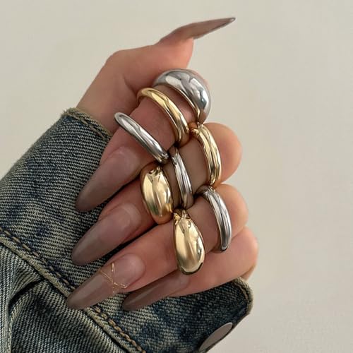 Image of Shining Diva Fashion Stylish Trendy Finger Rings Set for Women & Girls | Chunky Minimal Statement Ring Combos Modern Elegant Jewellery Collection