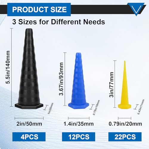 Image of 38PCS Hydraulic Oil Service Rubber Plugs, Universal Drip Proof Hose Plugs Kit with 4 Large Black,12 Medium Blue & 22 Small Yellow Size, Industrial Hydraulic Hose Plug for Joints,Irrigation,Fuel Lines