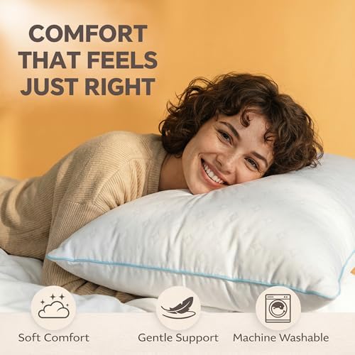 ezepilw Pillows Queen Size Set of 2 – Queen Bed Pillows for Sleeping, Down Alternative Pillows, Supportive Comfort, Hotel Style, Machine Washable, for Side Back Stomach Sleepers - 1