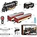Hot Bee Train Set for Boys,RC Train Sets w/Steam Locomotive,Light Passenger Cars & Tracks, Christmas Trains Toys w/Smoke,Whistle & Lights,Christmas Toys Gifts for 3 4 5 6 7 8+ Year Old Kids