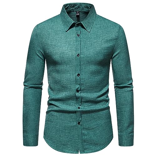 Chemises décontractées à manches longues pour hommes en style rétro classique uni