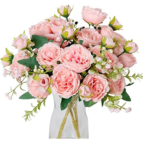 JUSTOYOU 4 ramos de peonías artificiales Cover