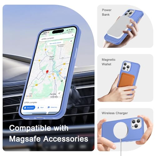 Image of YENAPOON for iPhone 14 Pro Max Case, Matte Magnetic Phone Cover [with 1 Screen Protector] [Support for MagSafe] [Shockproof Military Grade Protection] Translucent Frosted Back, Purple