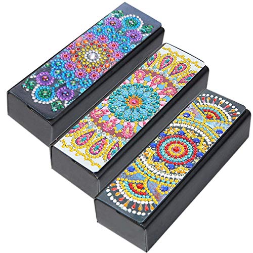DIY Glasses Case Storage Box 5D Diamond Painting Mandala Alloyseed Leather Sunglasses Organizer for Festival Birthday Gift Handwork 3Pack