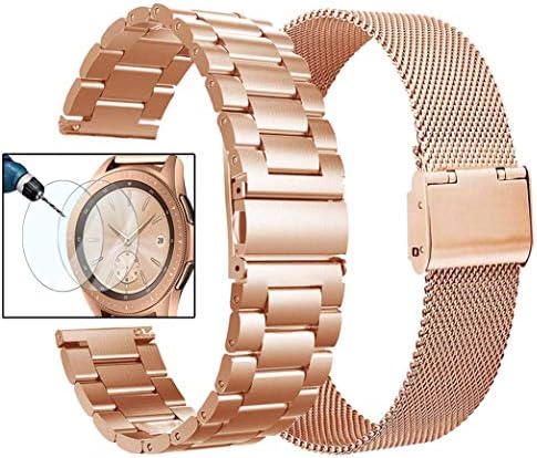 valkit Compatible Samsung Galaxy Watch 42mm/Galaxy Watch 5/4 40mm 44mm/Galaxy Watch Pro 5 45mm/Galaxy Watch 3 41mm Band, 2 Pack 20mm Stainless Steel Wristbands Men Women for Galaxy Watch Active