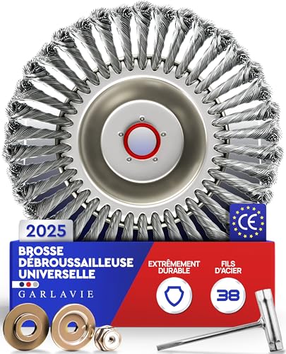 Professionnelle tête de débroussailleuse Universelle – Alésage 25,4 mm – Brosse métallique Haut de Gamme pour Mousse et Mauvaises Herbes – Disque & Brosse...