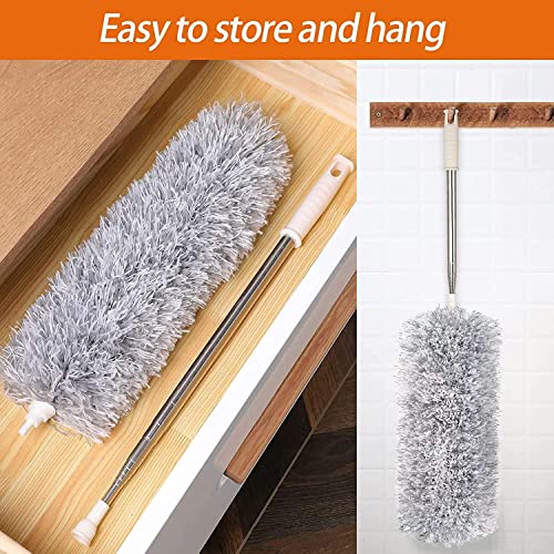 Image of BKDT Marketing 2025 Upgraded Long Handle Microfiber Feather Duster Extendable Pole 30-100 inch, Anti Scratch Bendable Washable Brush for Ceiling Fan, Cobweb, Roofs, Walls, Window, Grill, Blinds etc