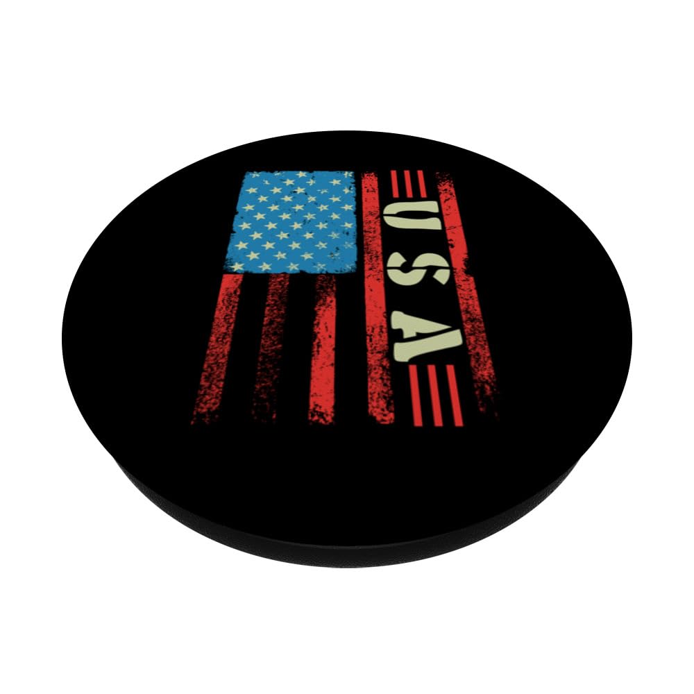USA American Patriot US Flag Patriotic 4th Of July America PopSockets Swappable PopGrip, Black - Image 2