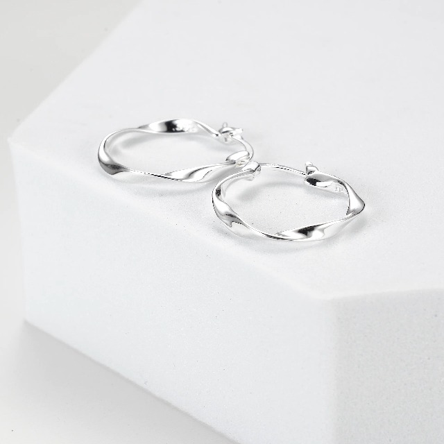 Créoles argent 925 torsadées 35 mm