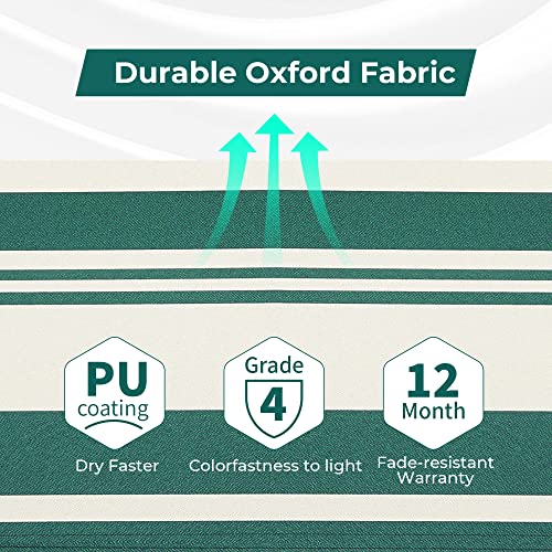 Praisun Folding Lounge Chair For Outside, Chaise Lounge For Outdoor, Tanning Chair With 5-Position Backrest, Sun Lounger Chair With Detachable Pillow, Fabric Bag, For Pool, Garden - Green Stripe #TOP3