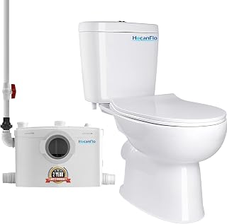 800Watt Upflush Toilet with Pump for Basement, High Power Macerating Toilet, Two Piece Dual-flush Tank, 4 Inlets/2 Outlets Macerator Grinder Sewage Pump, 36ft Head Lifting, CEC Approved