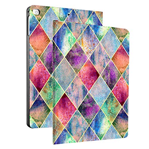 Image of DuraSafe Cases for iPad Air 5th 4th 6th 11th [ Air 11 /6 2024 /5 2022 /4 2020 ] A2588 A2316 MYFQ2HN /A MYFN2HN /A MYFQ2HN /A UltraSlim Printed Smart PU Leather Flip Folio Book Cover - Diamond Grid