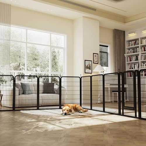 Yaheetech Welpenlaufstall Welpengitter 8-teilig 100cm, Einteilige Verriegelung, Verbindungsstangen mit rundem Kopf, Faltbare Freilaufgehege für Hunde Wohnung und Garten, Aufbau werkzeugfrei