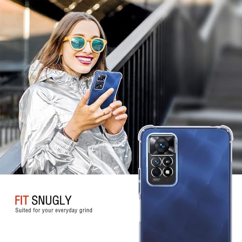 Image of Lustree Redmi Note 11 Pro / 11 Pro Plus + Back Cover Transparent Case | Clear TPU Shockproof Case with Four Corner Protection & Raised Camera Guard | Slim Protective Cover for Note 11 Pro /Plus