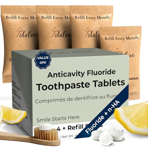 Tidalove Smile More Toothpaste Tablets with Fluoride, Anti-Cavity, Vegan, Zero