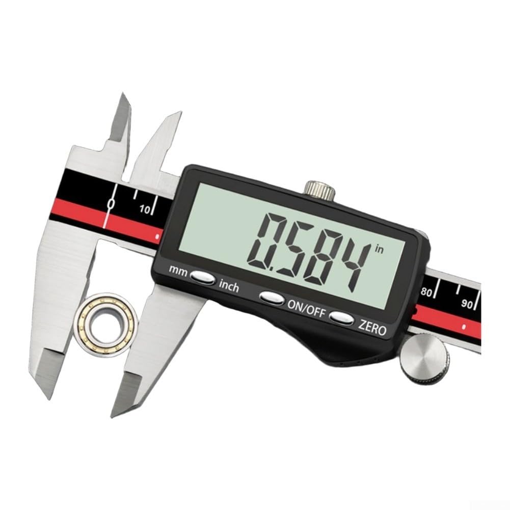 Calibro digitale con ampio display LCD per misure interne esterne di passo e profondità, materiali in acciaio inossidabile e lega di zinco (200 mm)