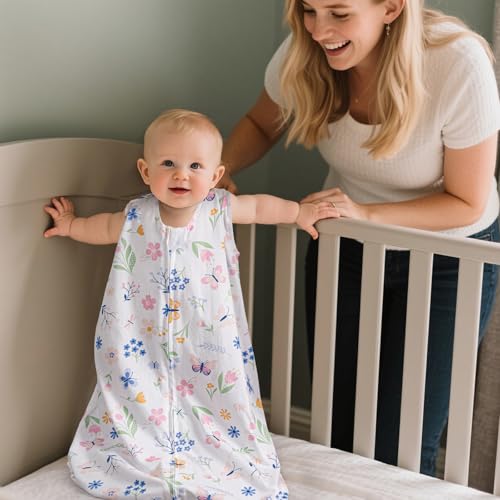 Image of david's kids 100% Organic Cotton Baby Sleep Sack 0-6 Months, Soft Baby Wearable Blankets with 2-Way Zipper, 2 Pack Comfy Sleeping Bags for Infant Newborn Boys Girls Neutral, Small Size, Butterfly