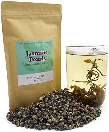 Coastal Tea Company Jasmine Pearls Tea, All Natural Imperial Grade, 3.5 Ounce Bag