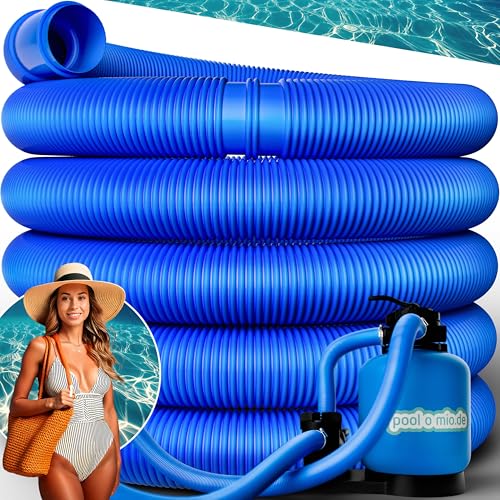 poolomio tuyau de piscine Ø32 mm / 6 m pour pompe de filtration, tuyaux flexible de qualité, résistant aux rayons UV et au chlore, made in Europe, bleu