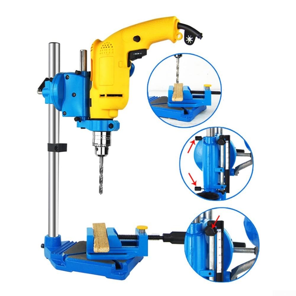 Soporte para Taladro de Banco, Soporte para Taladro, Base de Hierro Fundido, portabrocas Giratorio de 90 Grados, Soporte para Taladro de Banco con Carga de Taladro Manual de Alta precisión
