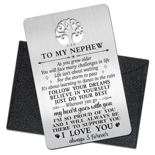 Mhfpl To My Nephew I Love You Wallet Card, Engraved Metal Wallet Insert Card from Aunt or...