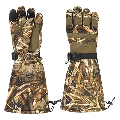 HOT SHOT Duck Commander x Men's Single-Reed Realtree Max-5 Camo Glove- Insulated, Waterproof, Waterfowl Hunting, X-Large