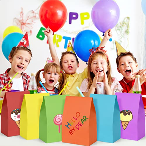 Poever 30 Pcs Party Favor Bags 6 Colors Small Gift Bags 5X2.95X9.45 Colorful Treat Bags Rainbow Party Bags Kraft Paper Bags thumb #6
