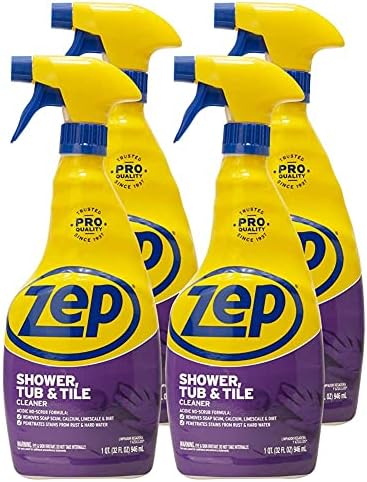 Zep Shower Tub and Tile Cleaner 32 Ounce ZUSTT32 (Case of 4) - No Scrub Pro Formula Breaks up Tough Buildup on Contact