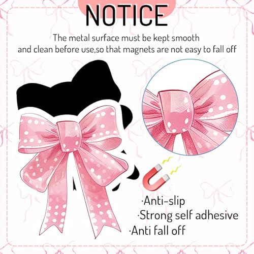 Imanes decorativos de lazo rosa para refrigerador 16 piezas miniatura 3