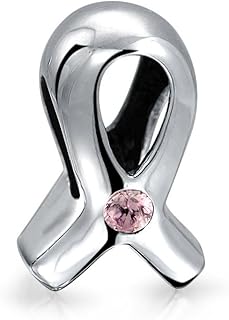 Empowering Elegance Pink Ribbon Awareness Enamel CZ Glass...