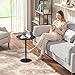 cozynest home Small Round Side Table, Metal End Table, Pedestal Coffee Table with Marble Base, Bedside Table for Living Room, Small Space, Bedroom, Couch Sofa, Balcony, Black