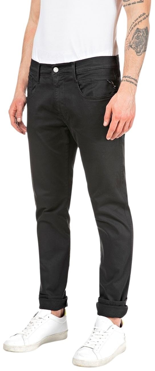 Replay Anbass Slim Hyperflex Jeans, Black, Size 34, Inside Leg Regular, Men