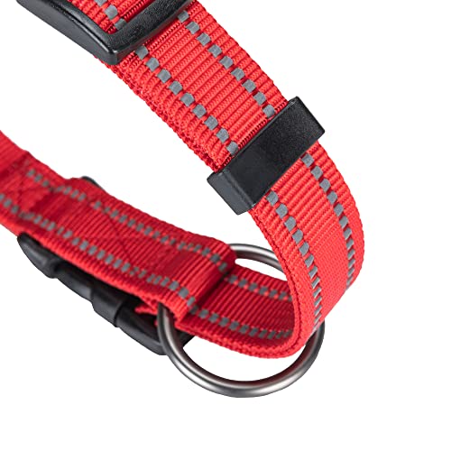 EXCELLENT ELITE SPANKER Reflective Dog Collar Classic Breathable Nylon Adjustable Pet Collar with Quick Release Buckle for Boy Girl Male Female Puppies Small Medium Large Dogs Training(RED-L) - Image 4