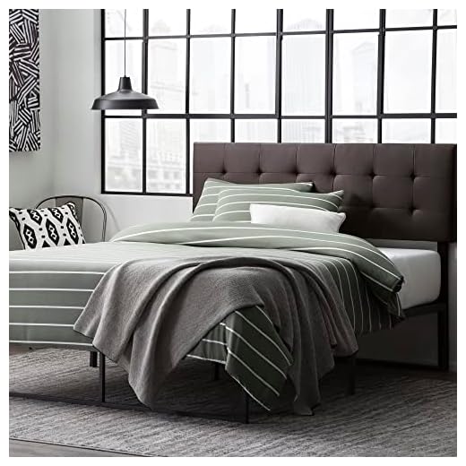 Edenbrook Hawthorne Faux Leather Headboard - Modern -Adjustable Height - Buttonless Tufting, Queen, Brown