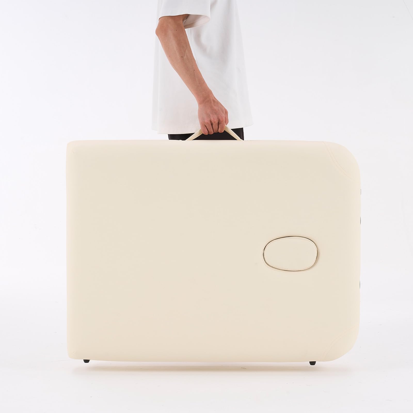 YOUNIKE Camilla Masaje Beige Plegable 2 Zonas Profesional Portátil Carga 250kg 186×70cm Altura Ajustable de Madera Haya para Belleza Tatuaje SPA con Bolsa de Transporte