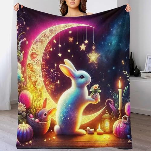 Couverture lapin peluche chaude à impression 3D relief et microfibre douce - 6