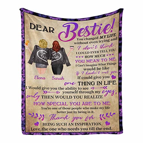 InterestPrint Personalized Sister Blanket for Women - Custom Friendship Blanket with Hair and Skin Color - BFF Gifts, Long Distance Friendship, Birthday Gifts for Besties