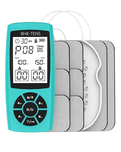 TENS & EMS Muscle Stimulator, Rechargeable 22 Modes TENS Unit Pain Relief Device with 8 Electrode Pads for Back, Neck & Joint Pain (1080green)